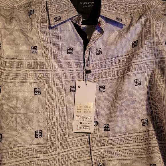 $169 Silver Stone Collection Men's Lg.Geometric Print Modern Fit Button-Up NWT - Picture 15 of 16